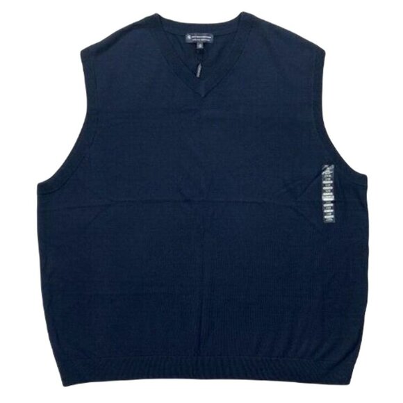 Hart Schaffner Marx 2XLT Navy ExtraFine Merino Wool Pullover V-Neck Sweater Vest - Picture 1 of 4